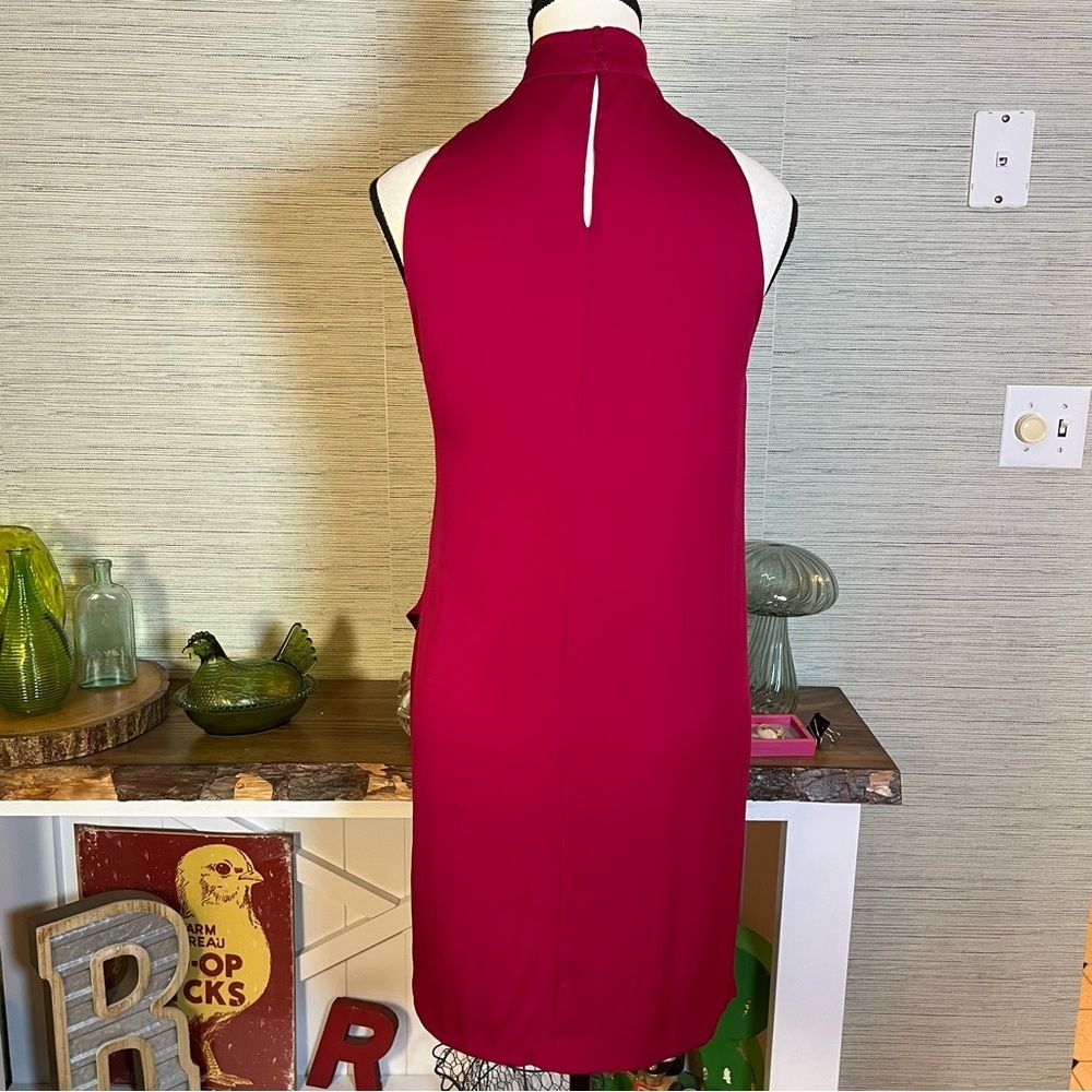 Diane Von Furstenberg Morana Stretch Silk Dress High Neck Size 4 Berry Red NWT - Picture 5 of 9